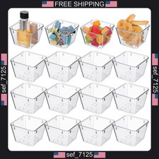 16 Pcs Stackable Clear Drawer Organizer Set 3" x 3" x 2" Small Makeup Vanity