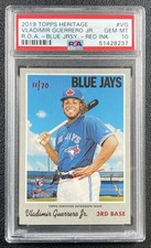 VLADIMIR GUERRERO JR. PSA 10 2019 TOPPS HERITAGE REAL ONE RED INK AUTO RC 11/70