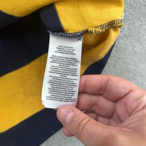 Polo Ralph Lauren Rugby Shirt Men's XXL Navy Yellow Striped Long Sleeve - Picture 6 of 8
