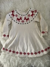 Hanna Andersson Fairisle Sweater Dress Dear Deer Red and Cream Size 3