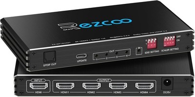 8K@60Hz 4K@120Hz HDMI 2.1 Splitter 1X4 Audio Extractor VRR ALLM HDCP2.3 HDR10