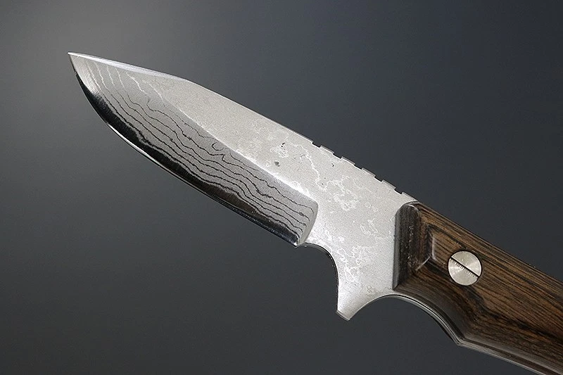 Cuchillo de caza Kanetsune Seki Japón KB-266 Seseragi Drop Damasco acero azul 70 mm Foto 4 de 4