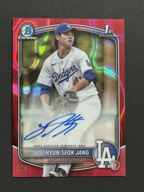 2024 Bowman Chrome Hyun Seok Jang Red Refractor Auto /5 SSP Dodgers 1st Bowman