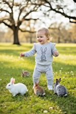 Pajama Set Carter's Two Piece Bunny Print Long Sleeve Shirt And Pants Easter