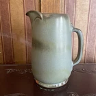 VTG Frankoma Prairie Green Pitcher-Jug 2 qt Rustic Farmhouse Art Pottery 9" Tall