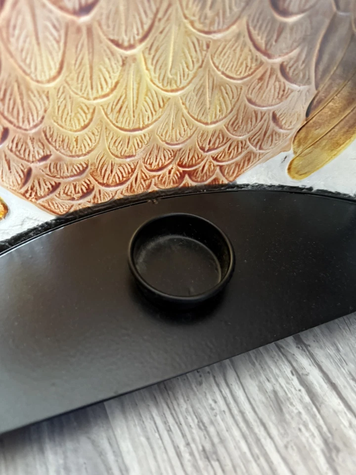 Expositor de velas de búho decoración de otoño 10”x 10” diseño curvo té de vidrio fundido Foto 2 de 4