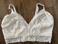 Victoria's Secret Bralette Bra Crop Cream Floral Lace Mesh Curve Large L NEW