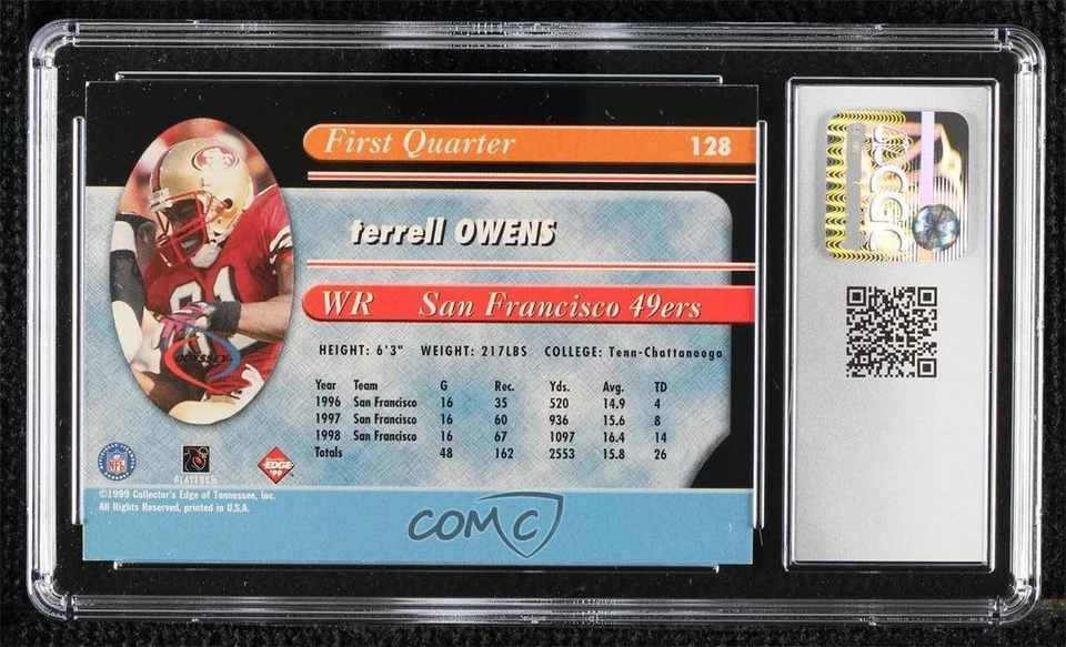 1999 Odyssey Millennium Collection Blue Terrell Owens #128 CGC 7.5 HOF - Image 2 of 2