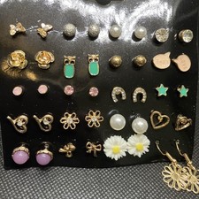 20 Pairs Pack Girl Stud Earrings Set Cute Ear Studs Crystal Flower Leaf Heart
