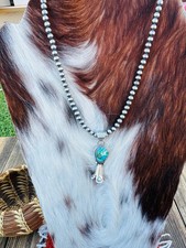 Handcrafted Turquoise & Sterling Silver Beaded Blossom Necklace