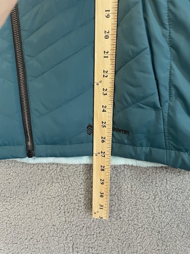 Free Country Reversible Faux Fur Puffer Vest Teal Full Zip Size XXL - Picture 3 of 6