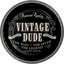 Vintage Dude 7 Inch Paper Plates 8 Pack The Man Myth Legend Birthday Tableware