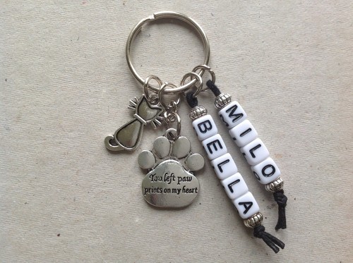 Personalised 'You Left Paw Prints On My Heart' Cat Keyring, Cat Loss, Memorial - Picture 8 of 8