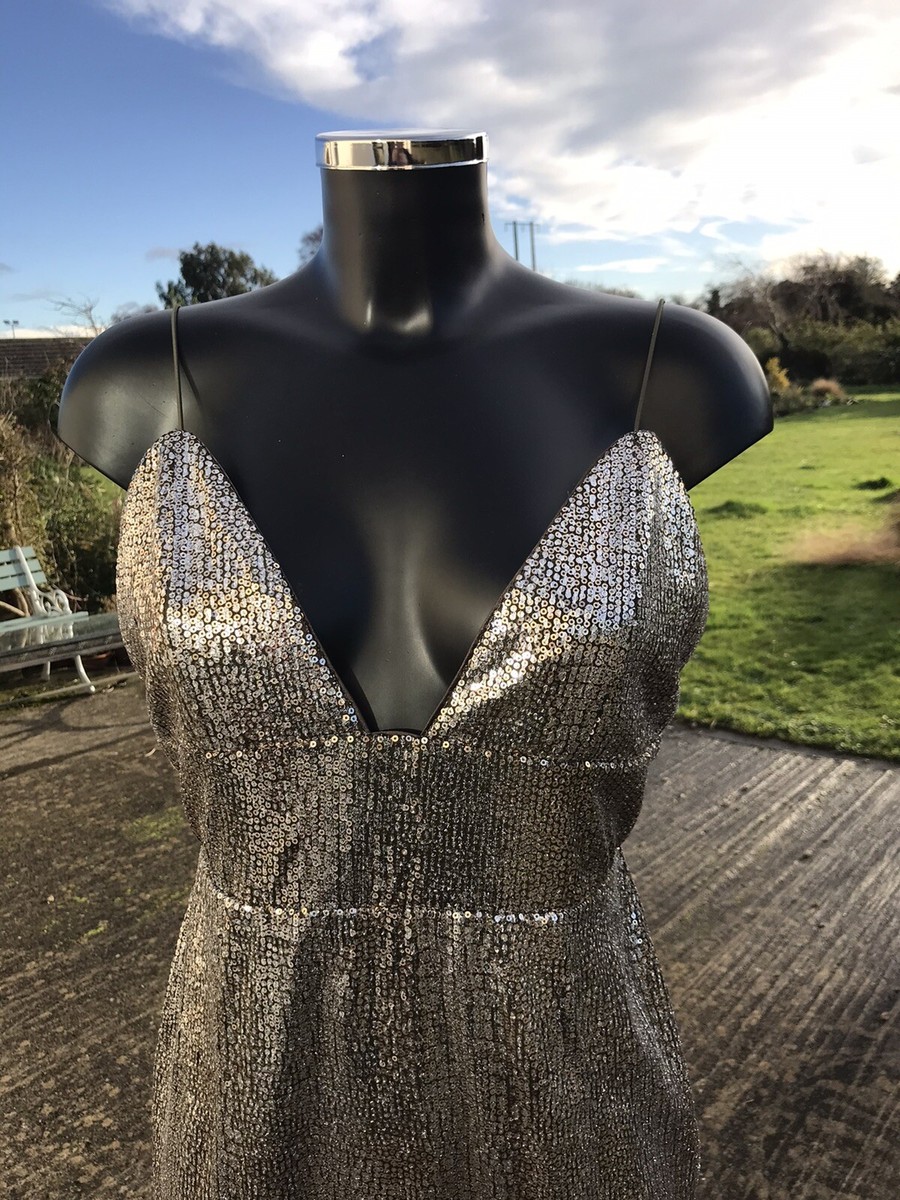 Rare London Limited Edition Gold Sequin Evening Party Dress Size 14 X-Large  | eBay