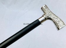 Walking Stick Cane Solid Designer Brass Handle Old design Brass Wooden Cane