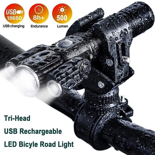 Bike Front&Rear LED Lights Set Mountain Bicycle USB Rechargeable Torch Lamp - Picture 4 of 12