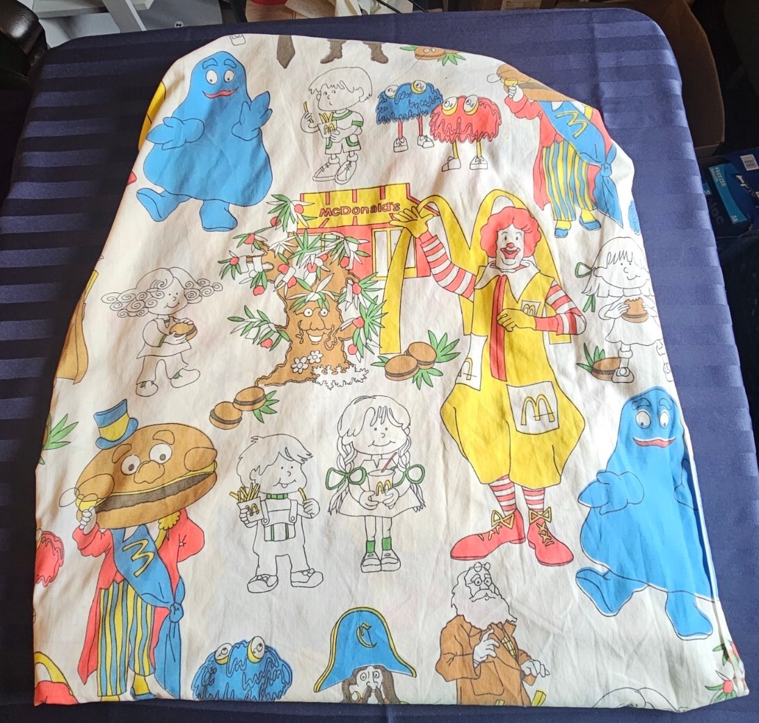 Vintage McDonalds Bed Sheet Set Fitted Flat And 1 Pillowcase * See