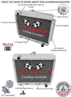 WR 2 Row 1'' Tubes Radiator for 1966 1967 Chevrolet Chevy II Nova V8 Conversion