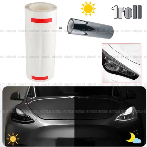 Photochromic PPF Tint Film  Clear To Smoke Black Car Headlight Tail Light Film - Picture 1 of 5