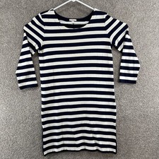 Gap Women's Sweater Dress Size Small Blue White Striped 3/4 Sleeve Shift