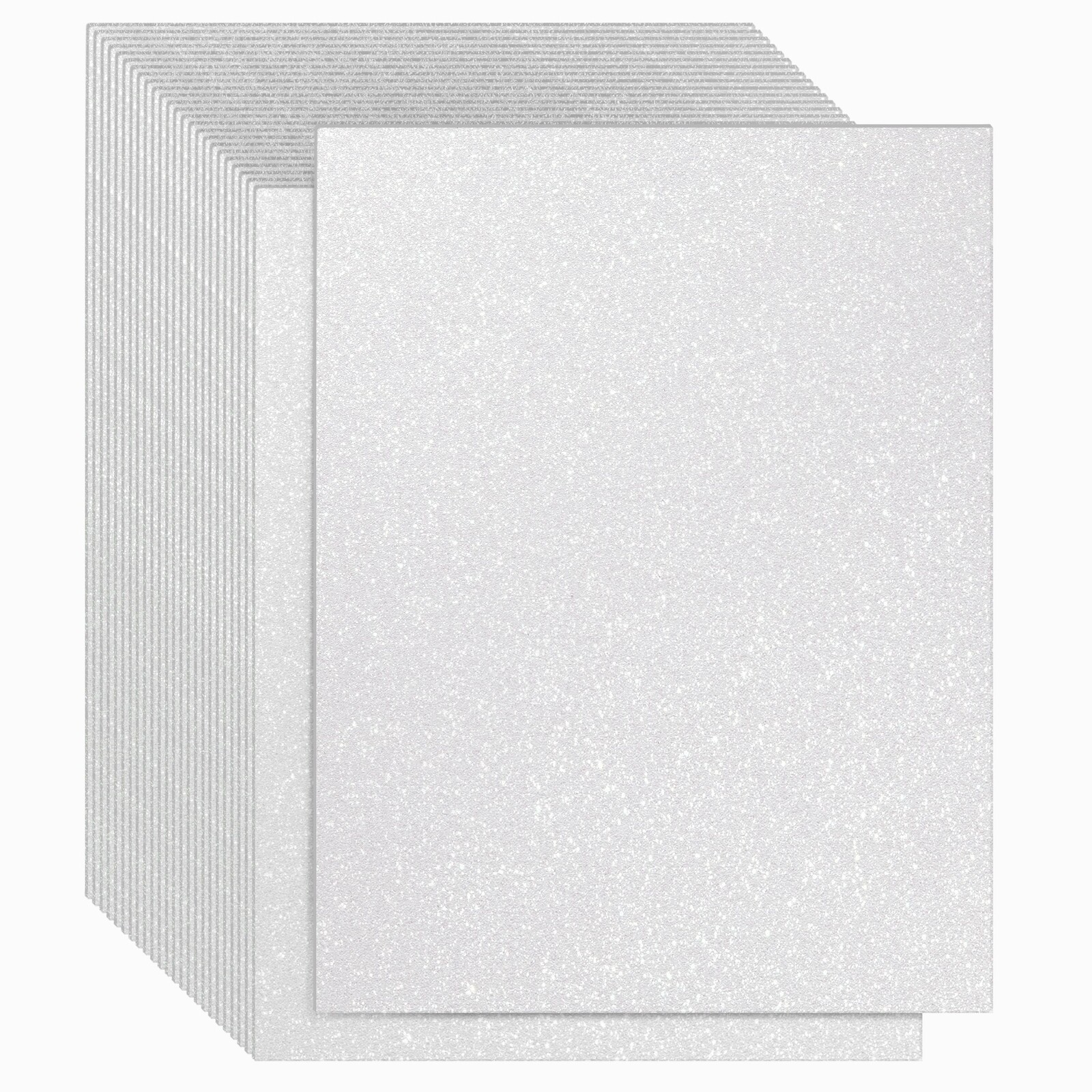24 Sheets White Glitter Cardstock DIY Crafts, Scrapbooking, 280gsm, 8.5 x 11 In