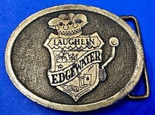 Laughlin Edgewater Hotel Casino Advertisement Vtg Belt Buckle HIT LINE USA