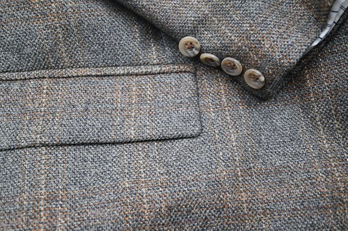 Cappotto sportivo nuovo vintage Bruno Piattelli grigio cashmere e seta con oro 46R - Foto 5 di 6