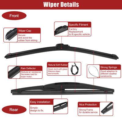 3 Wipers Replacement For 2014-2021 Jeep Grand Cherokee, Windshield Wiper Blades Original Equipment Replacement - 22"/21"/11" (Set Of 3) U/J HOOK In | Whizz Blades - Foto 8