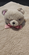 KELLYTOY Baby Tan BEAR Pink Ribbon RATTLE Security Blanket Soft Lovey Plush