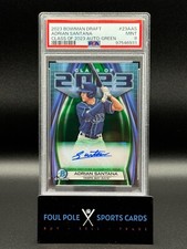 2023 Bowman Draft - Class of 2023 Auto Green Ref #23A-AS Adrian Santana PSA9 /99