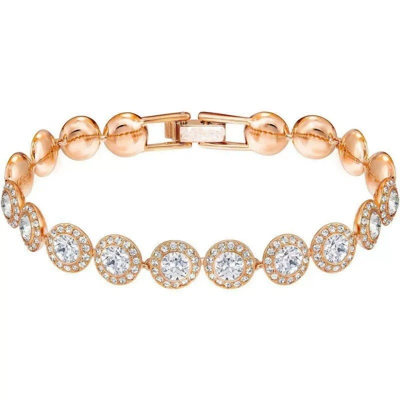 Brazalete tenis Swarovski para mujer pavé angelical tono oro rosa Foto 4 de 4