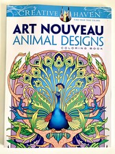 Image of Art Nouveau Animal Designs Coloring Book for Adults, Creative Haven Art Book NEW