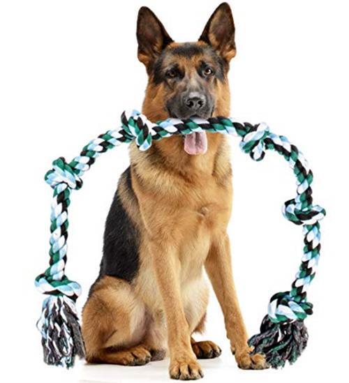 Giant Dog Rope Chew Toys for Extra Large Dogs 42 Inch, 6 Knot Tough Benefits Non Profit Animal Rescue Indestructible