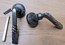 TWISTED  cast iron lever on rose mortice door latch handles Old style georgian
