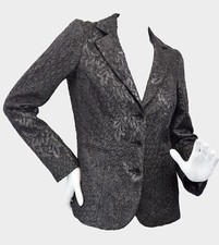 Etro Women Single Breasted Jacquard Floral Blazer 40 Small Metallic Grey