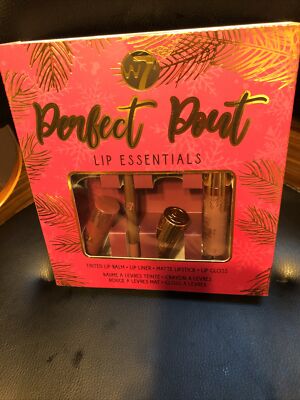 W7 PERFECT POUT LIP ESSENTIALS GIFT SET 7PCS BOXED New