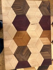 Cheese Cutting Board 13.5 " x 9.75" maple, walnut, Cherry and purple heart