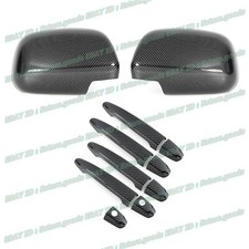 For 04-10 Toyota Sienna Black Carbon Fiber Side Mirror + Door Handle Covers Trim