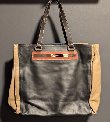Etro Milano Black & Tan Tote Bag - 14x12x6''