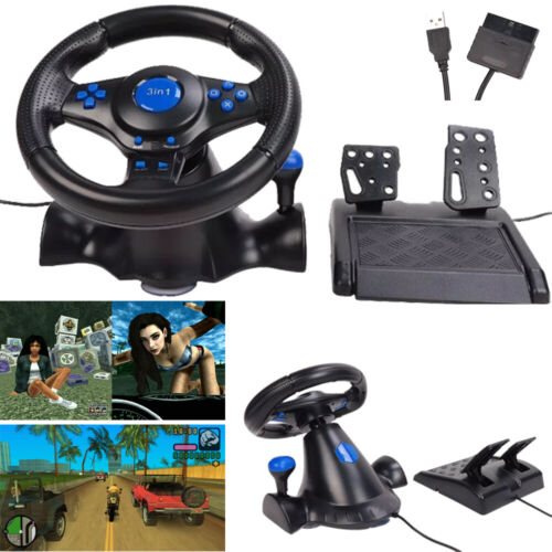 Gaming Steering Wheel Racing with Pedal Shifter Set for PS3 Switch Android NEW