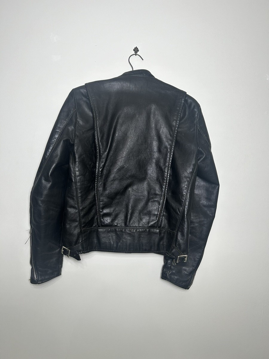 Vintage 1960s Brooks Leather Motorcycle Jacket Men's Sz 40
