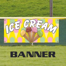 Ice Cream Vinyl Banner Cone Ice Cream Sundae Shop Decoration Advertising Banner