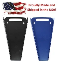 Black & Blue Plastic Portable 15-Tool Wrench Gripper Organizer Tray Holder Kit