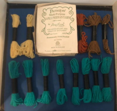 Lot of 13 Vintage PeriLusta Paragon 100% Wool 3-Ply Persian Yarn Made in England