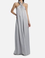 Stella McCartney Women's Gray Sphere Embellished Halter Gown Dress Size 46