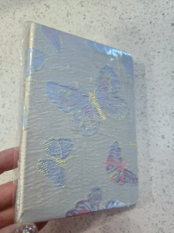 New Silk covered note book 4x6 inches. White with Blue & Purple Butterflies - Image 2 of 4
