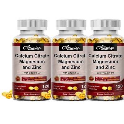 Calcium Magnesium Zinc with Vitamin D3 For Bone Health Muscle  120-600Capsules