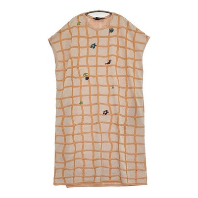 M&KYOKO Sato Seni Knit Picnic Print Box Dress 2024 Spring Summer Orange