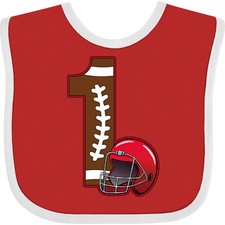 Inktastic First Birthday Red Football Helmet Baby Bib Birthdays 1 Party Sports
