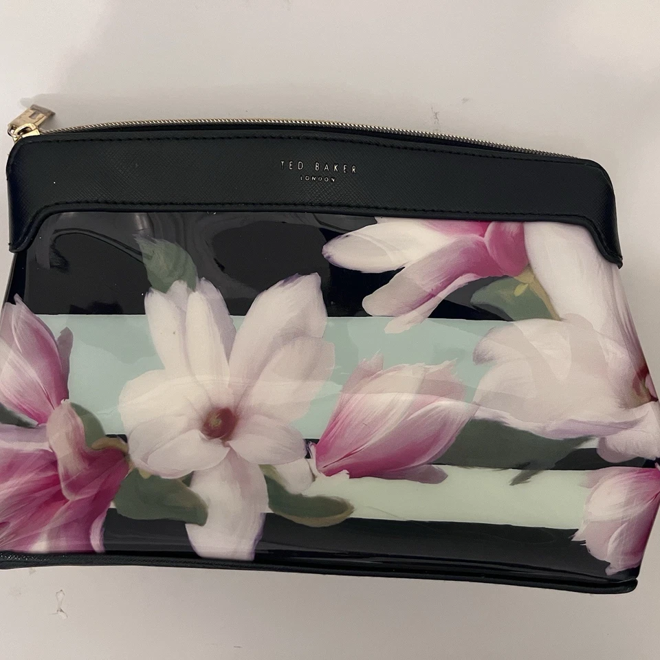 NOVA Bolsa Pequena de Maquiagem Cosmética Ted Baker Magnolia - Azul Marinho, Floral - Imagem 2 de 4